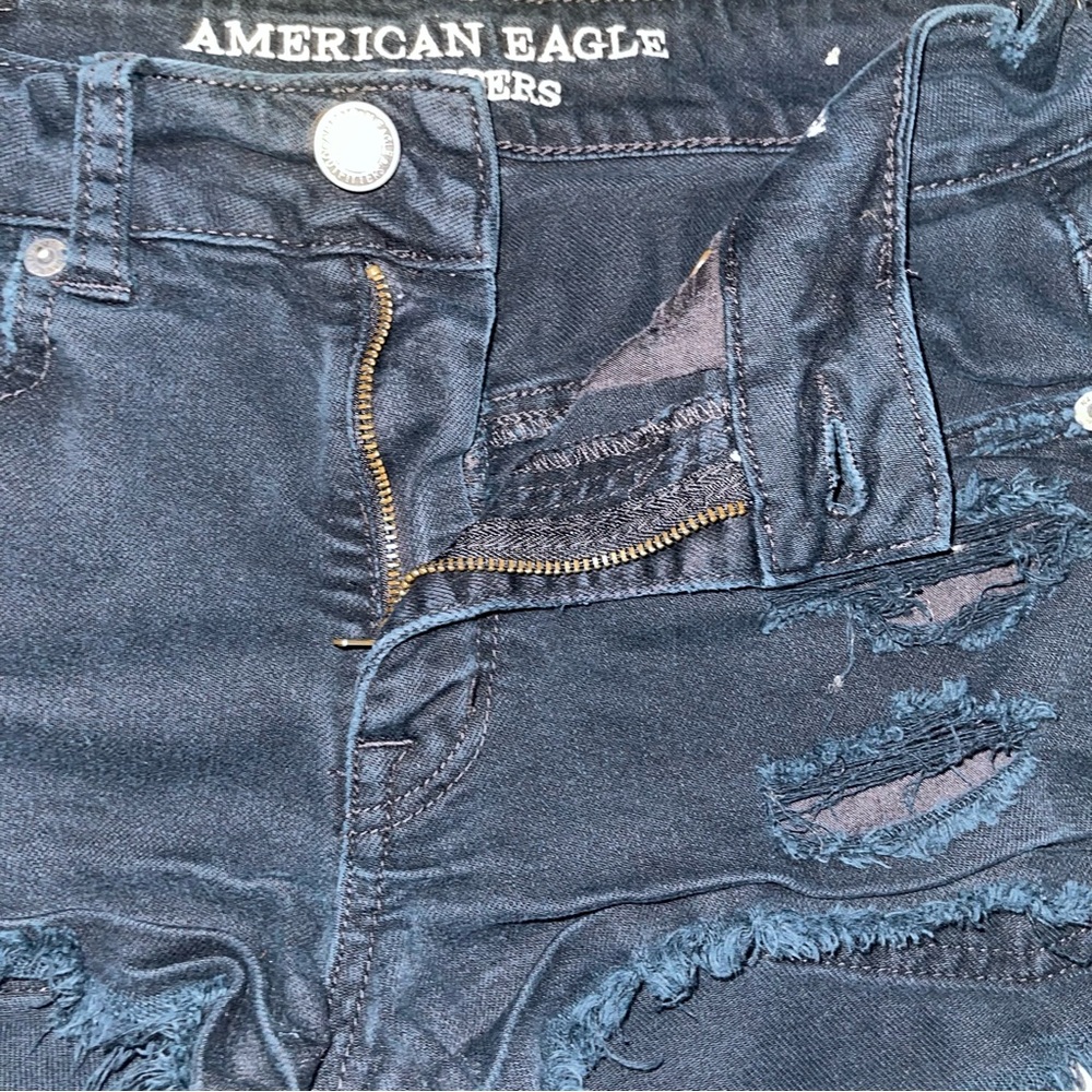American Eagle Outfitters Denim Stretch Shorts Women’s Black Size 2 Distressed - Picture 4 of 11